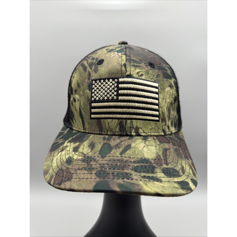 🇺🇸 American Flag Green Camo Trucker Hat SnapBack By Pugs